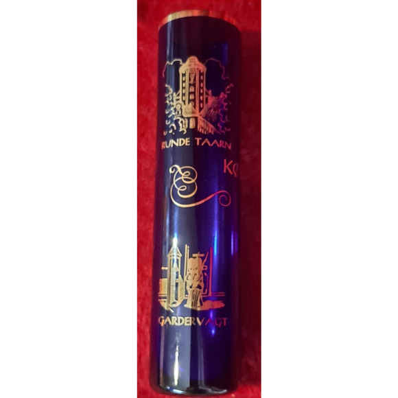 Vintage Kobenhavn Holmegaard Royal Copenhagen Cobalt Blue Gold Vase Souvenir - Picture 8 of 9